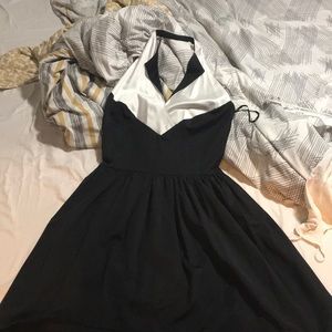 Black and white halter dress